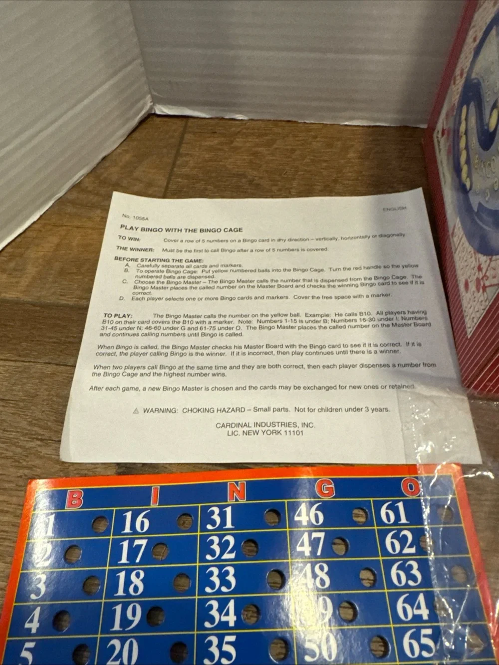 2004 Cardinal Deluxe Bingo Family Game with Box, Balls, Cage, Cards, Directions